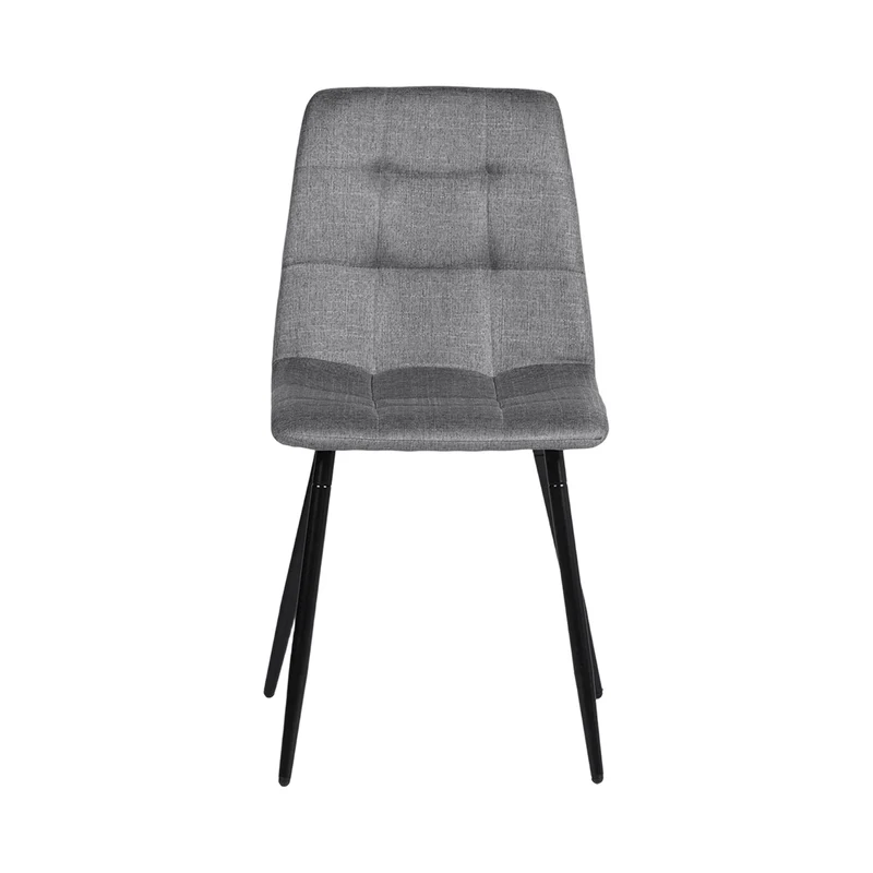 Chaise de salle à manger sans accoudoirs en tissu, pieds en fer noir - Noir/Gris/Marron