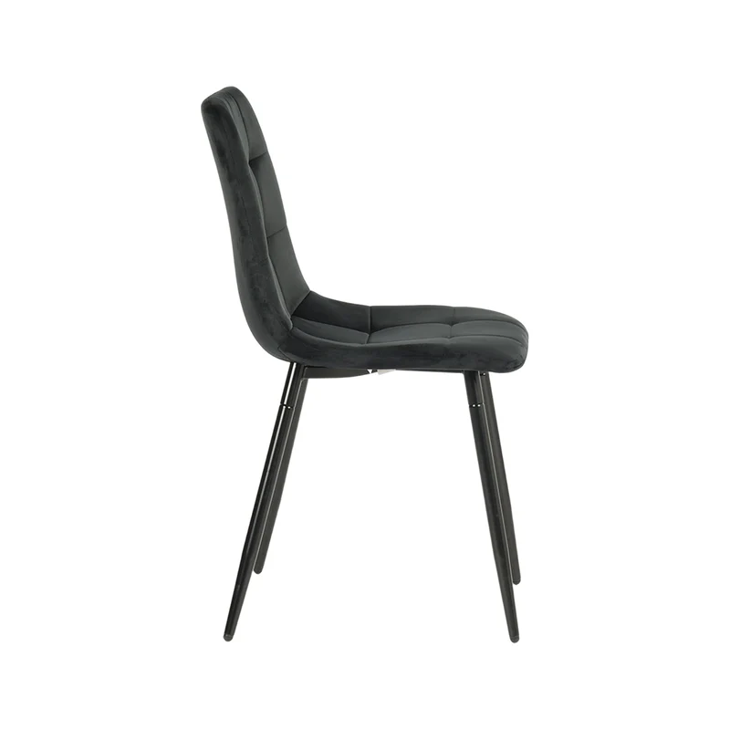 Chaise de salle à manger sans accoudoirs en tissu, pieds en fer noir - Noir/Gris/Marron