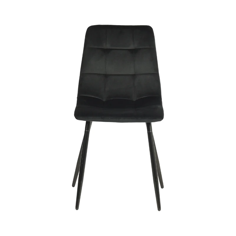 Chaise de salle à manger sans accoudoirs en tissu, pieds en fer noir - Noir/Gris/Marron