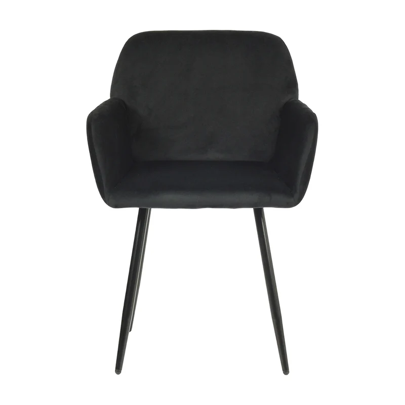 Chaise de salle à manger large avec accoudoirs en velours noir/gris foncé - KAMEY