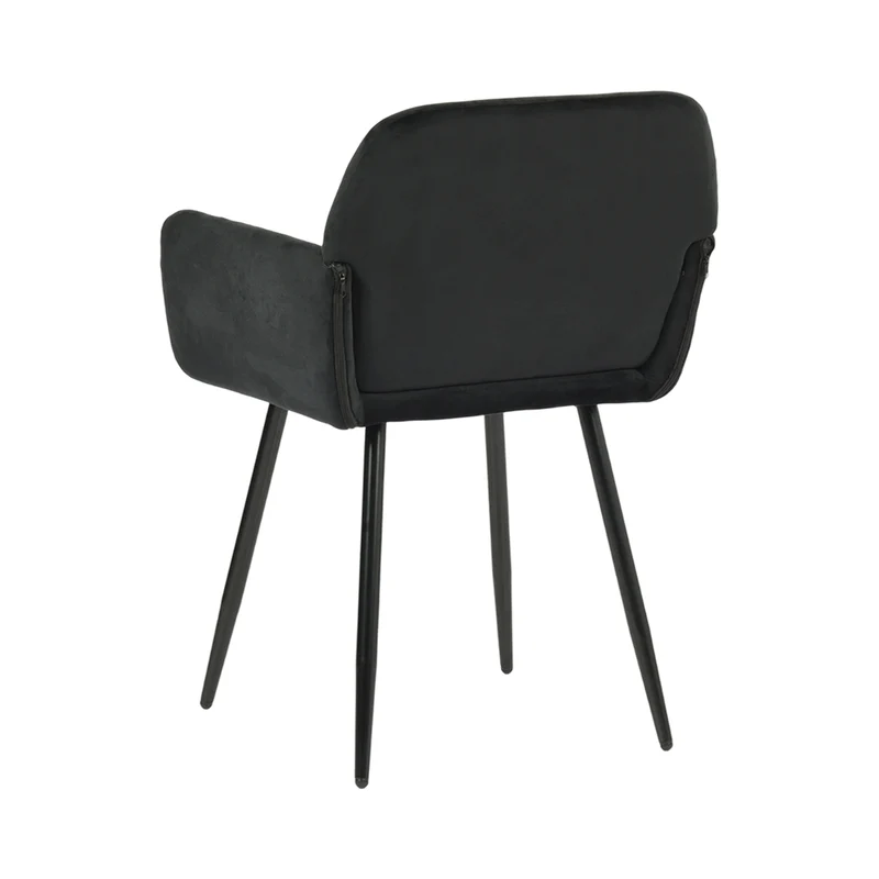Chaise de salle à manger large avec accoudoirs en velours noir/gris foncé - KAMEY