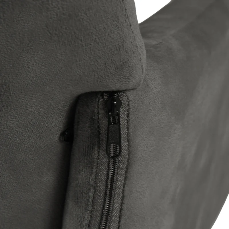Chaise de salle à manger large avec accoudoirs en velours noir/gris foncé - KAMEY