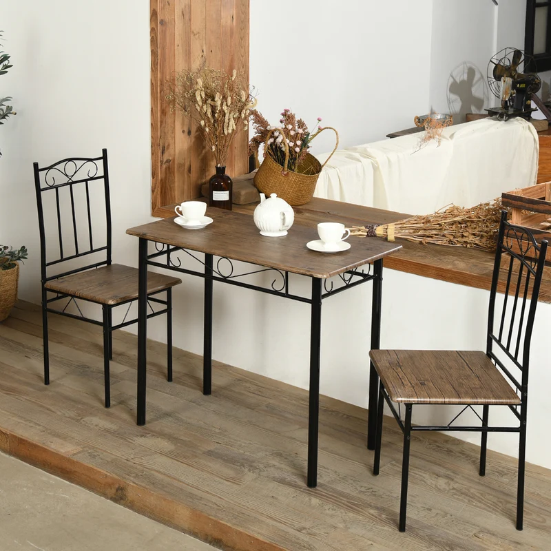 NORSEMAN Ensemble de Salle à Manger 3 Pièces, Table à Manger Rectangulaire avec 2 Chaises 90*48*75cm - Couleurs disponibles