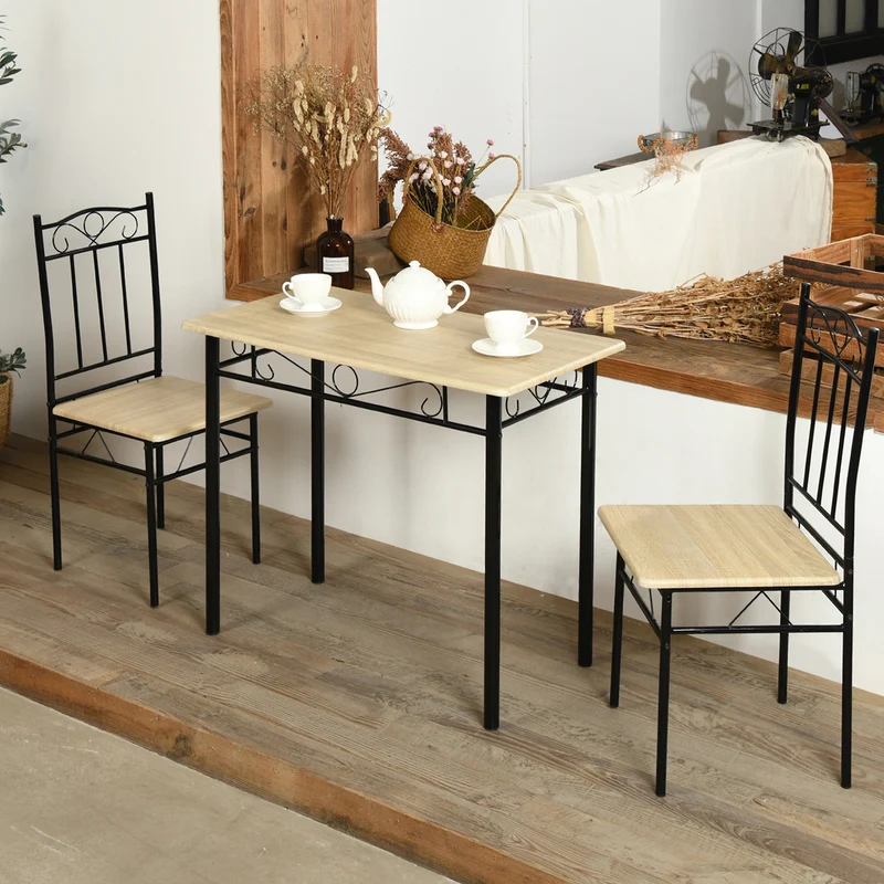 NORSEMAN Ensemble de Salle à Manger 3 Pièces, Table à Manger Rectangulaire avec 2 Chaises 90*48*75cm - Couleurs disponibles