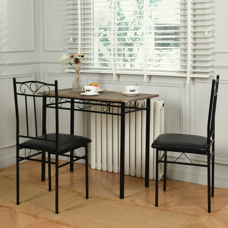 NORSEMAN Ensemble de Salle à Manger 3 Pièces, Table à Manger Rectangulaire avec 2 Chaises 90*48*75cm - Couleurs disponibles