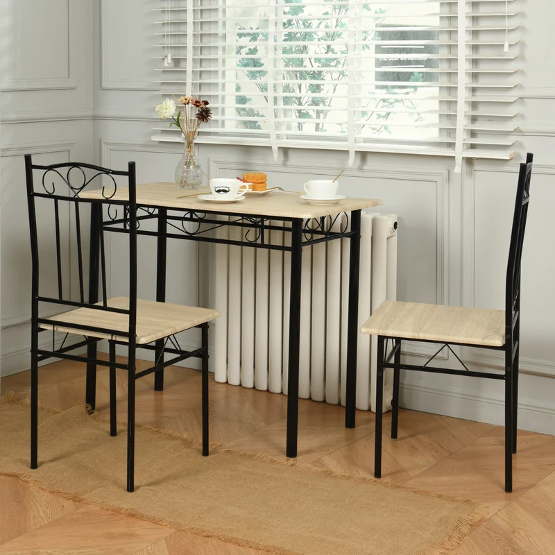 NORSEMAN Ensemble de Salle à Manger 3 Pièces, Table à Manger Rectangulaire avec 2 Chaises 90*48*75cm - Couleurs disponibles
