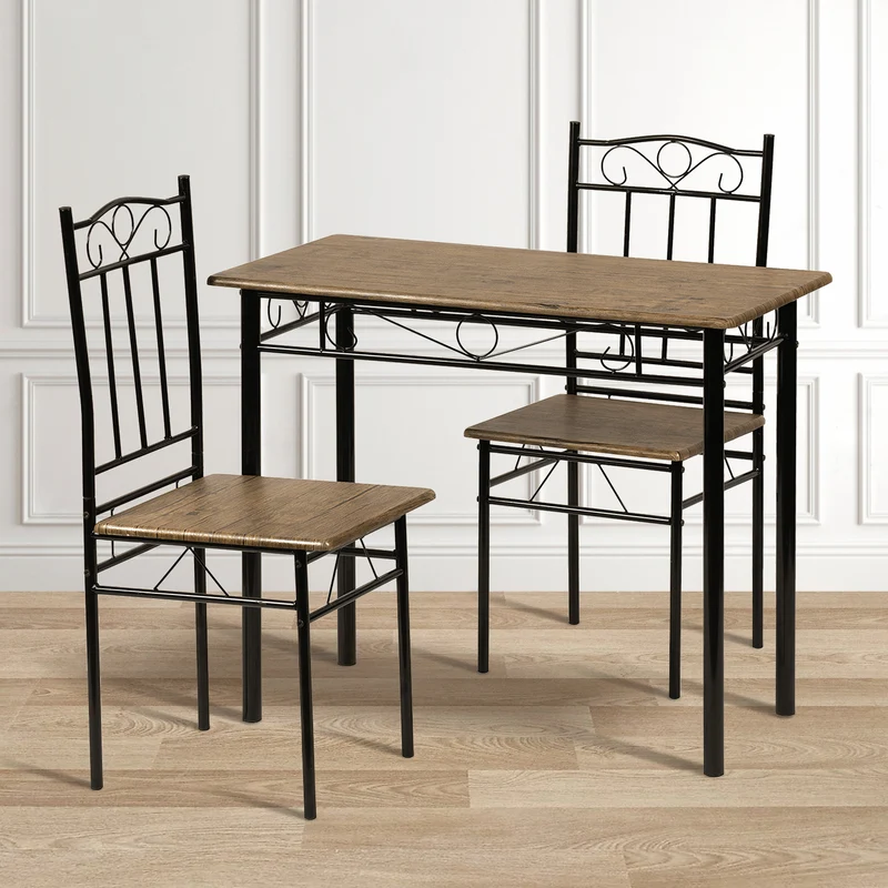 NORSEMAN Ensemble de Salle à Manger 3 Pièces, Table à Manger Rectangulaire avec 2 Chaises 90*48*75cm - Couleurs disponibles
