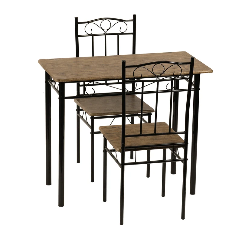NORSEMAN Ensemble de Salle à Manger 3 Pièces, Table à Manger Rectangulaire avec 2 Chaises 90*48*75cm - Couleurs disponibles