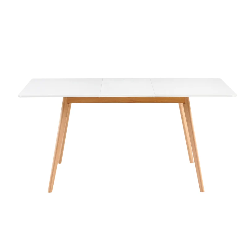 DUVALL Table à manger extensible rectangulaire blanche 120-160 cm