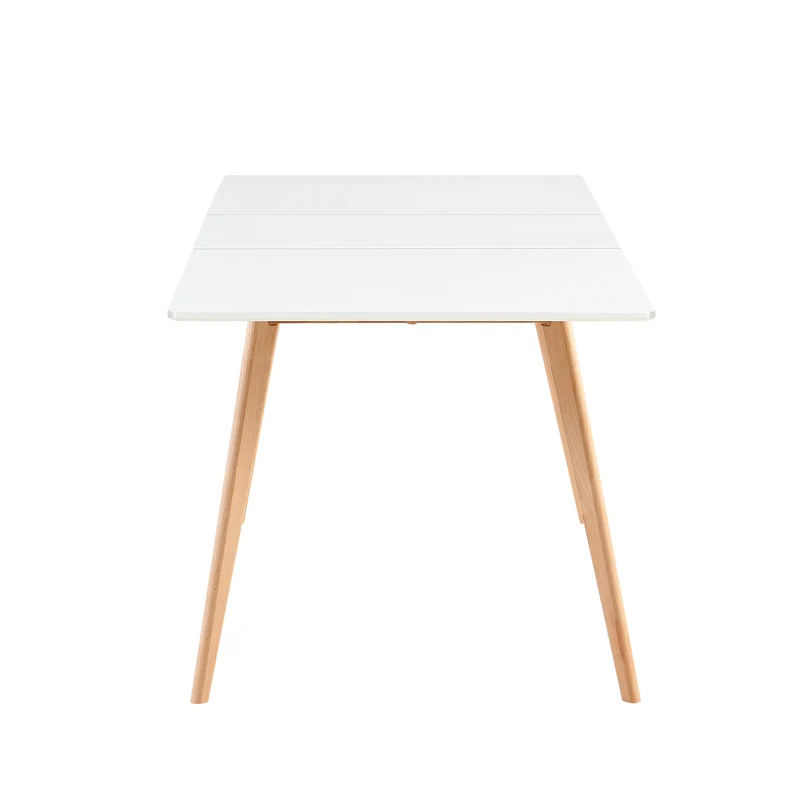 DUVALL Table à manger extensible rectangulaire blanche 120-160 cm