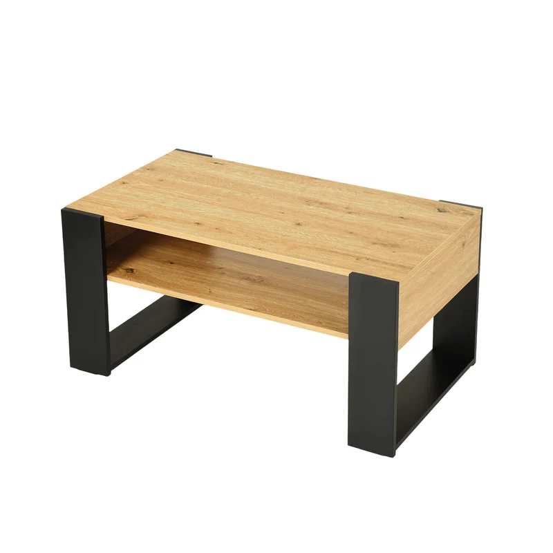 Table Basse avec Étagères, Chêne Doré - OWENS