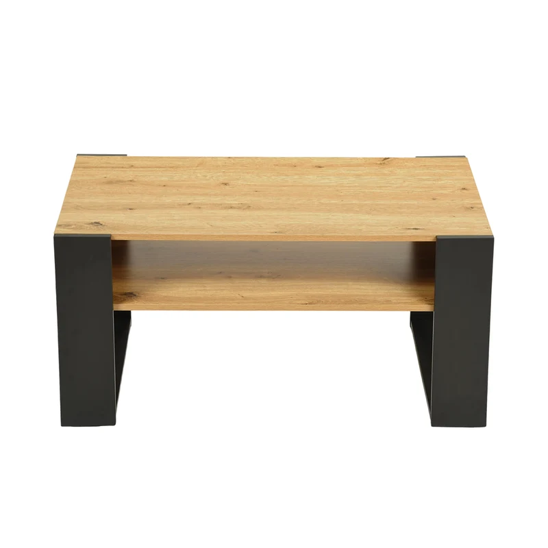 Table Basse avec Étagères, Chêne Doré - OWENS