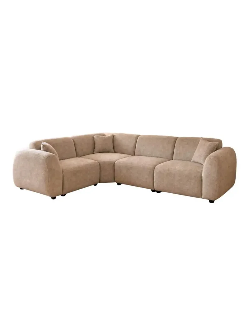 Canapé d’Angle Elisa – Tissu Marbella Beige – Design Contemporain