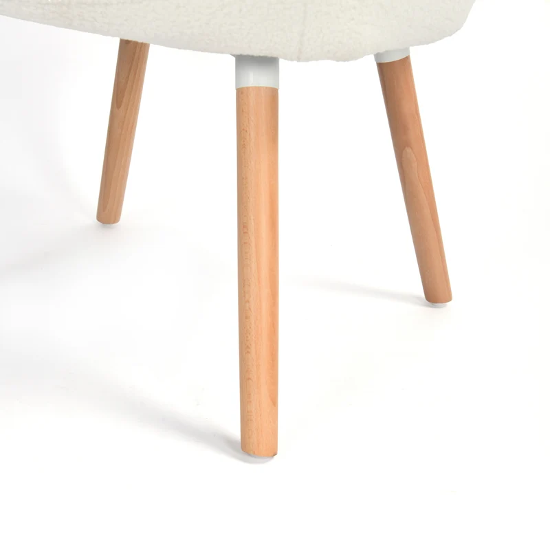 Fauteuil scandinave avec accoudoirs en tissu mouton bouclette beige à surpiqûres - FUNKEL