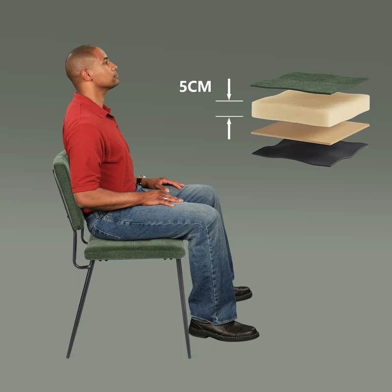 Lot de 4 chaises de salle à manger industrielles en tissu vert - KAROMI