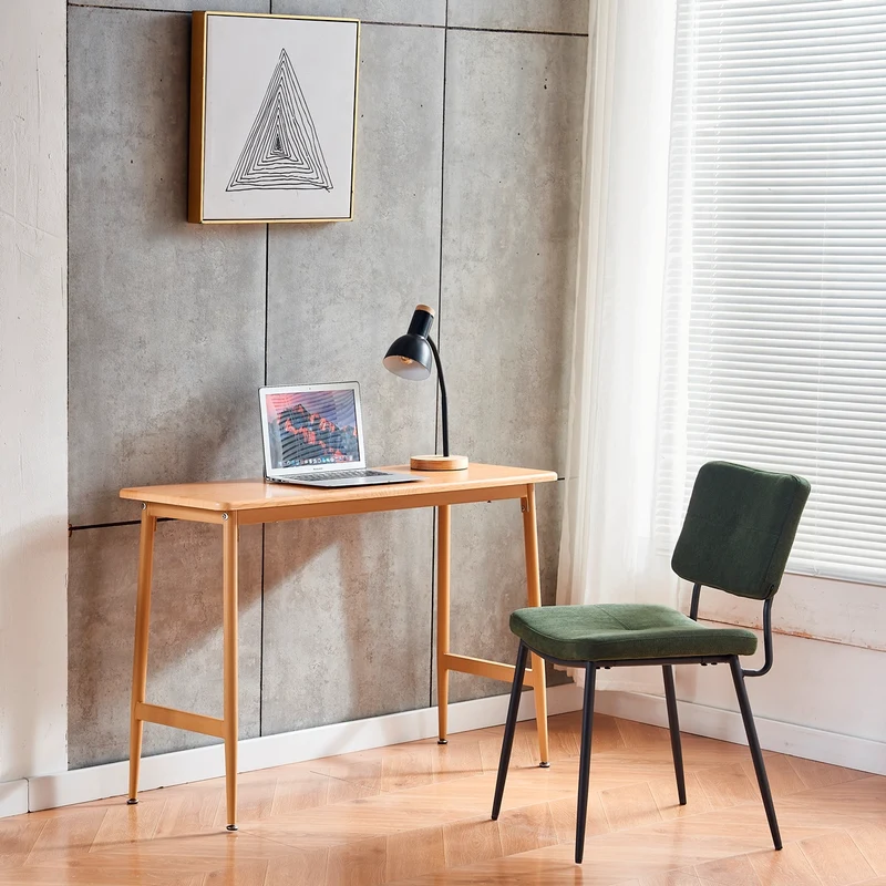 Lot de 4 chaises de salle à manger industrielles en tissu vert - KAROMI