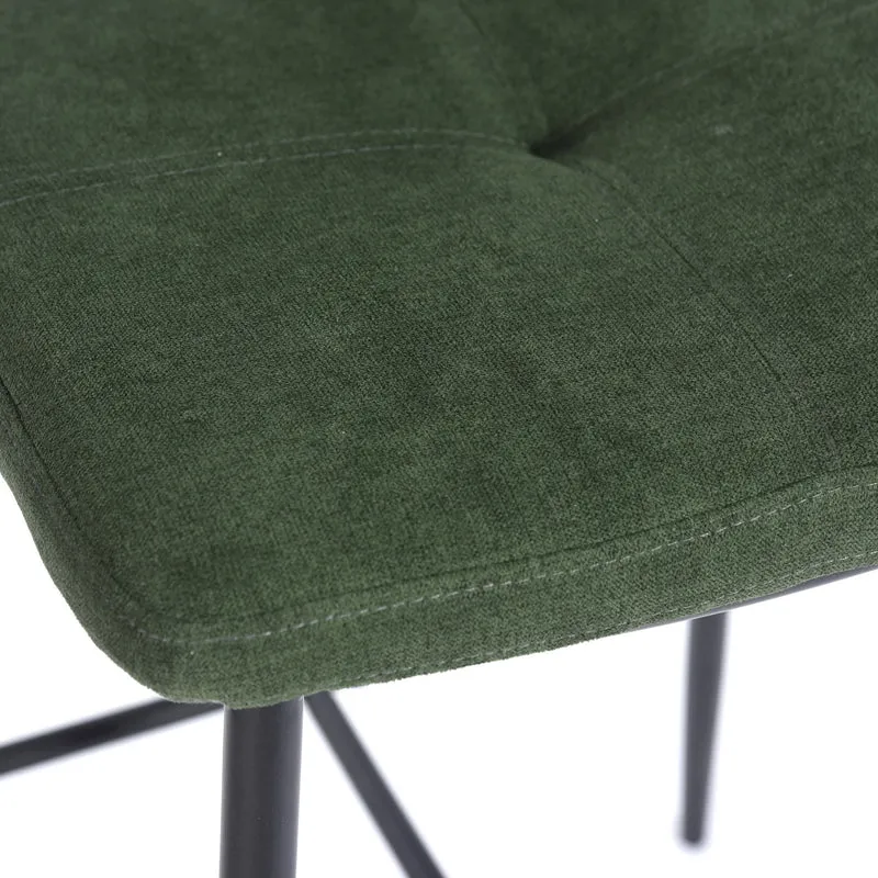 Lot de 6 tabourets de bar industriels avec dossier en tissu vert - INDEPENDENCE BAR