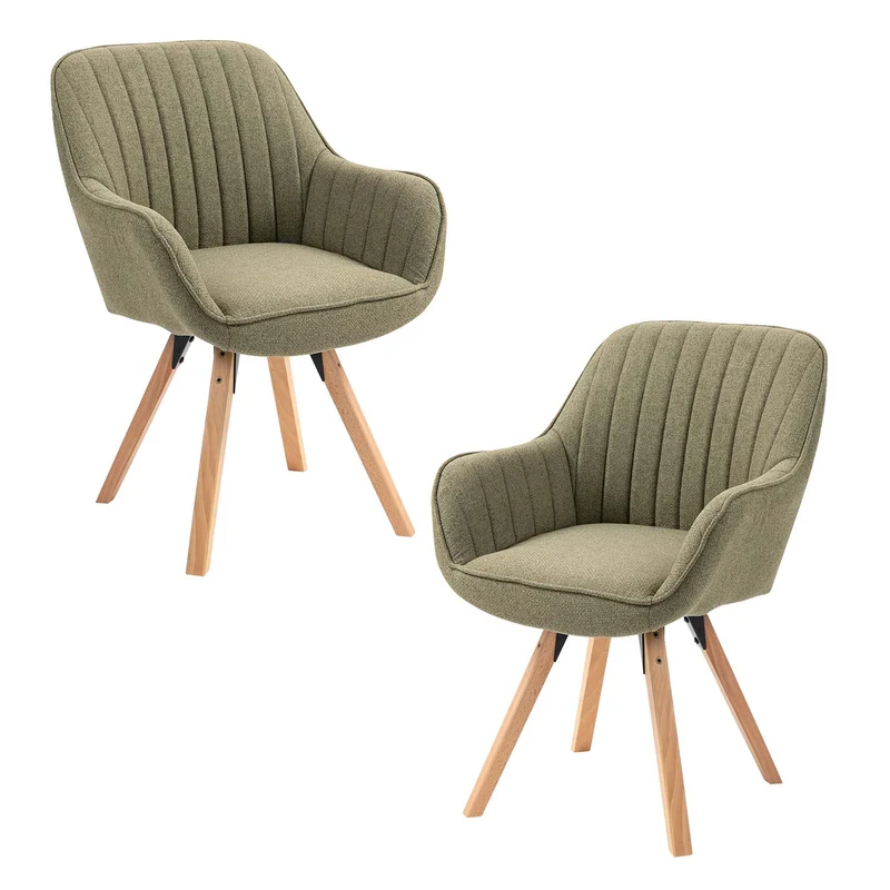 Lot de 2 chaises de salle à manger confortables en tissu vert pivotantes 360° - CARSON FABRIC GREEN 2PCS