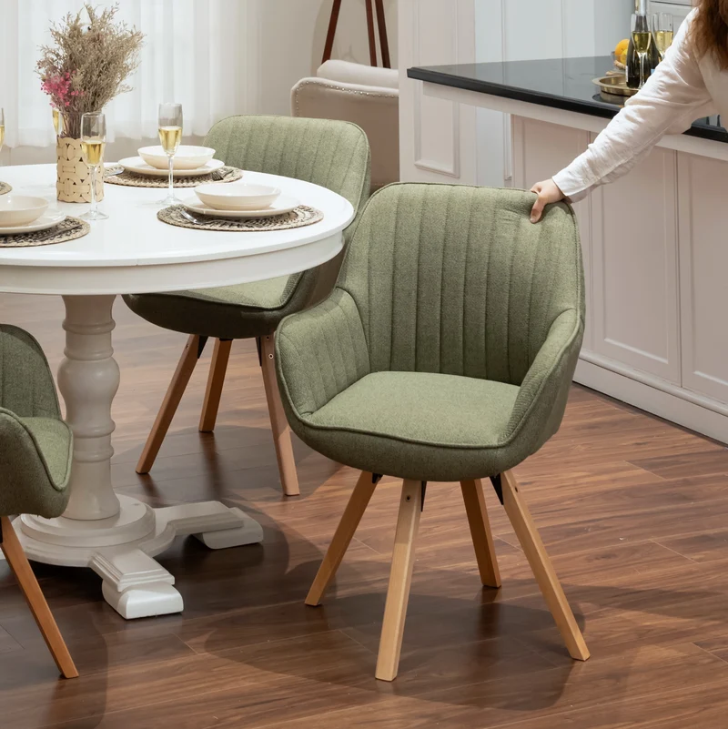 Lot de 2 chaises de salle à manger confortables en tissu vert pivotantes 360° - CARSON FABRIC GREEN 2PCS