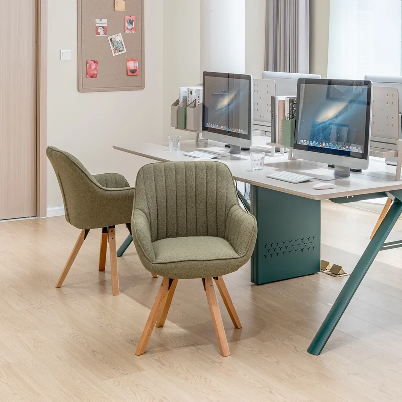 Lot de 2 chaises de salle à manger confortables en tissu vert pivotantes 360° - CARSON FABRIC GREEN 2PCS