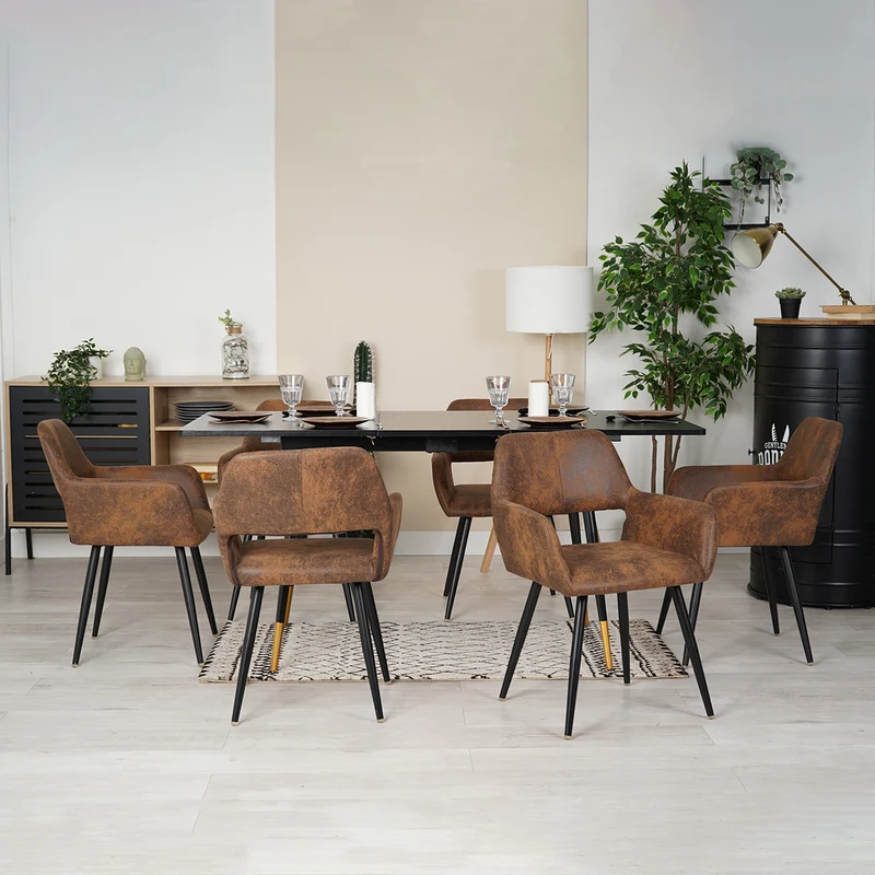 Table de salle à manger rétro style industriel extensible en bois - WHALEN