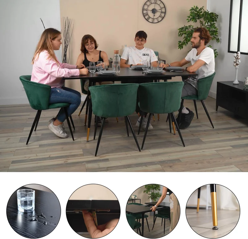Table de salle à manger rétro style industriel extensible en bois - WHALEN