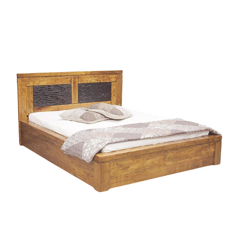 Lit bois sculpté 160 bicolore | Acacia Maya