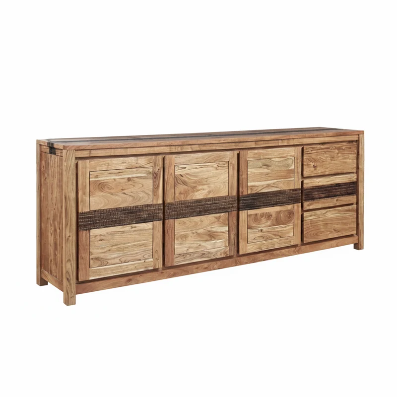 Buffet 3 Portes 3 Tiroirs Grand Modèle | Acacia Tatoo
