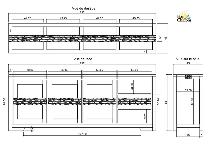 Buffet 3 Portes 3 Tiroirs Grand Modèle | Acacia Tatoo