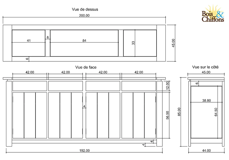 Buffet 4 Portes 4 Tiroirs | Acacia Moon