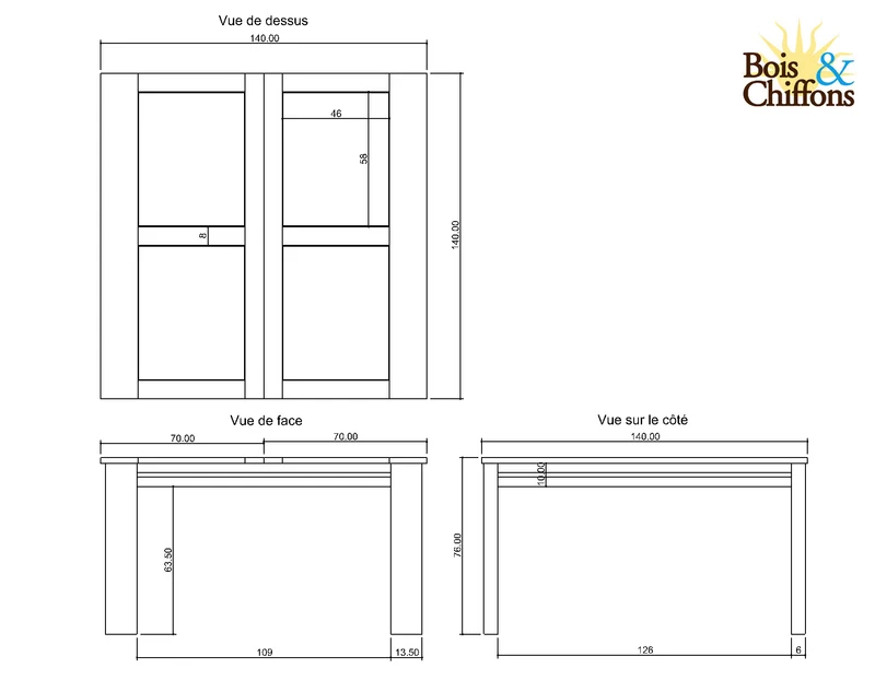 Table a manger carrée 140 cm | Acacia Moon