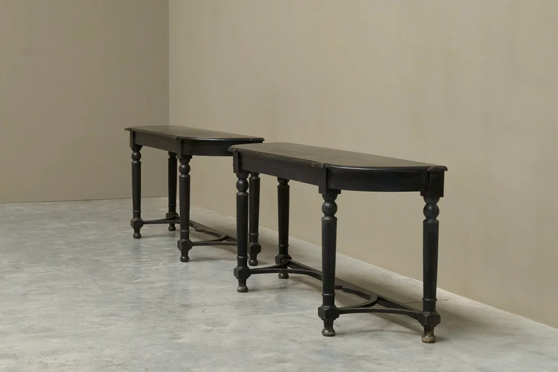 Pair of Ebonized Console Tables Early 19th Century