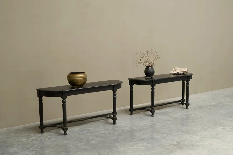 Pair of Ebonized Console Tables Early 19th Century