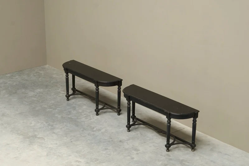 Pair of Ebonized Console Tables Early 19th Century