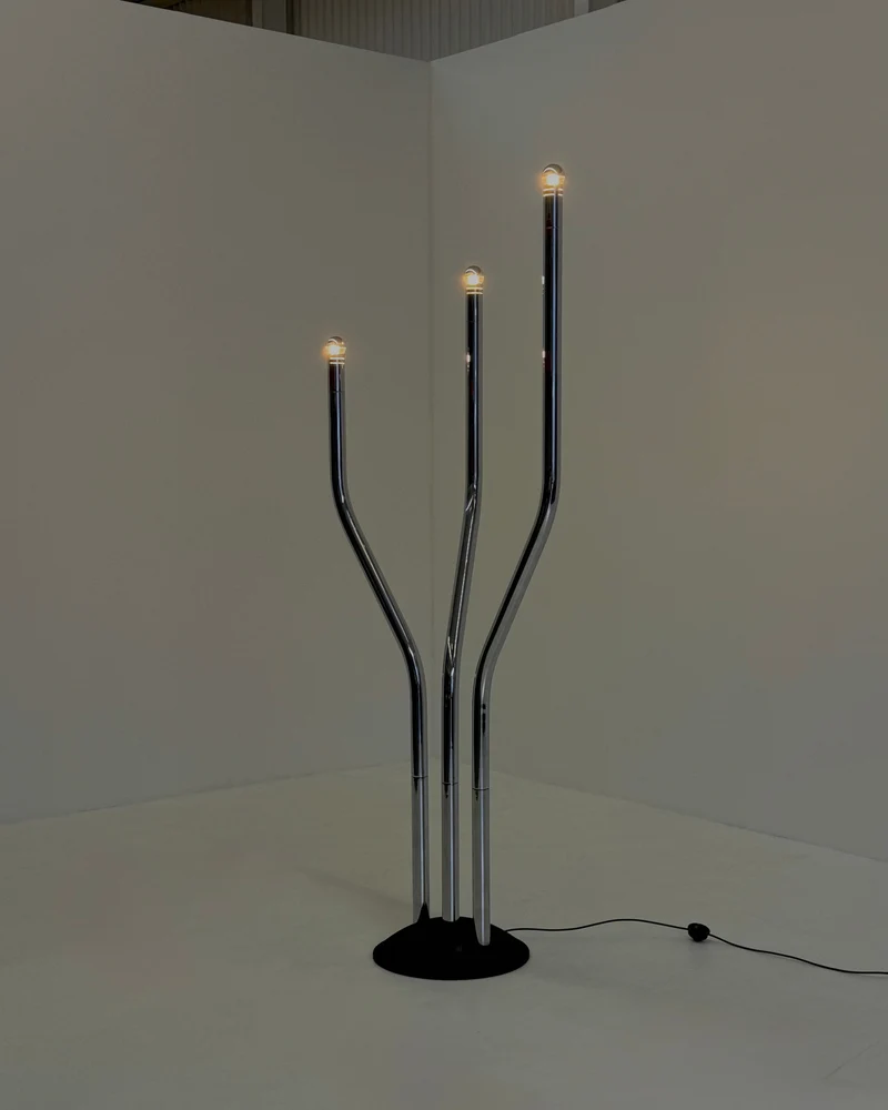 Vintage Chrome Tubular Floor Lamp by Goffredo Reggiani, 1970s