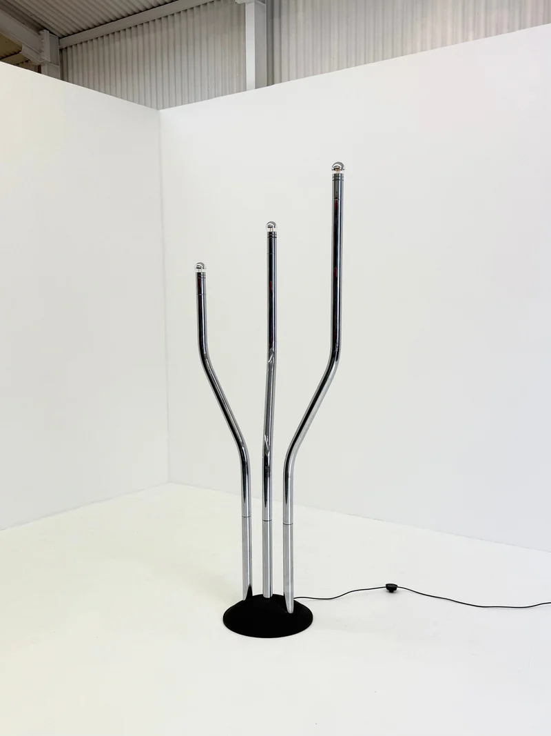 Vintage Chrome Tubular Floor Lamp by Goffredo Reggiani, 1970s