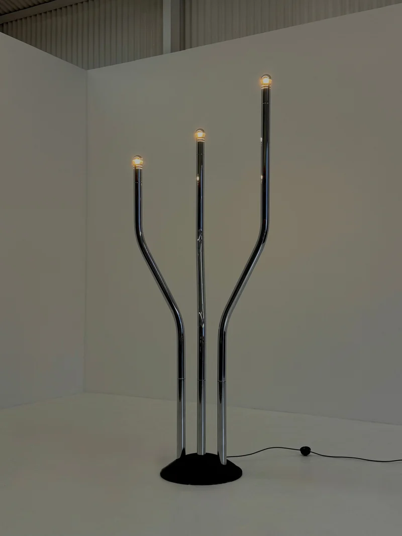 Vintage Chrome Tubular Floor Lamp by Goffredo Reggiani, 1970s