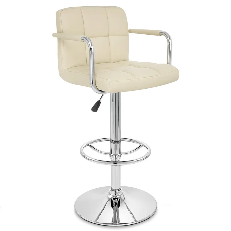 Chaise de Bar Faux Cuir Chrome - Maze Crème