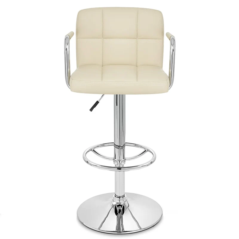 Chaise de Bar Faux Cuir Chrome - Maze Crème