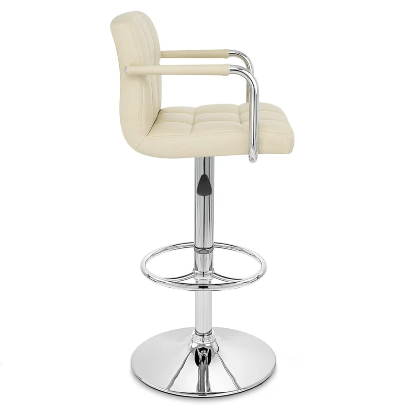 Chaise de Bar Faux Cuir Chrome - Maze Crème