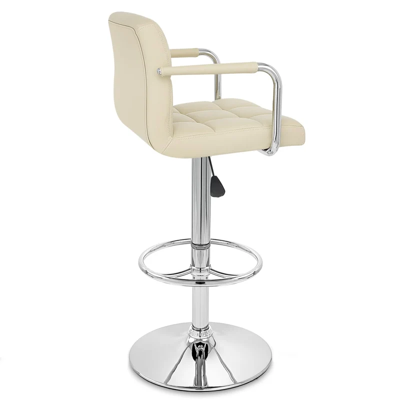 Chaise de Bar Faux Cuir Chrome - Maze Crème