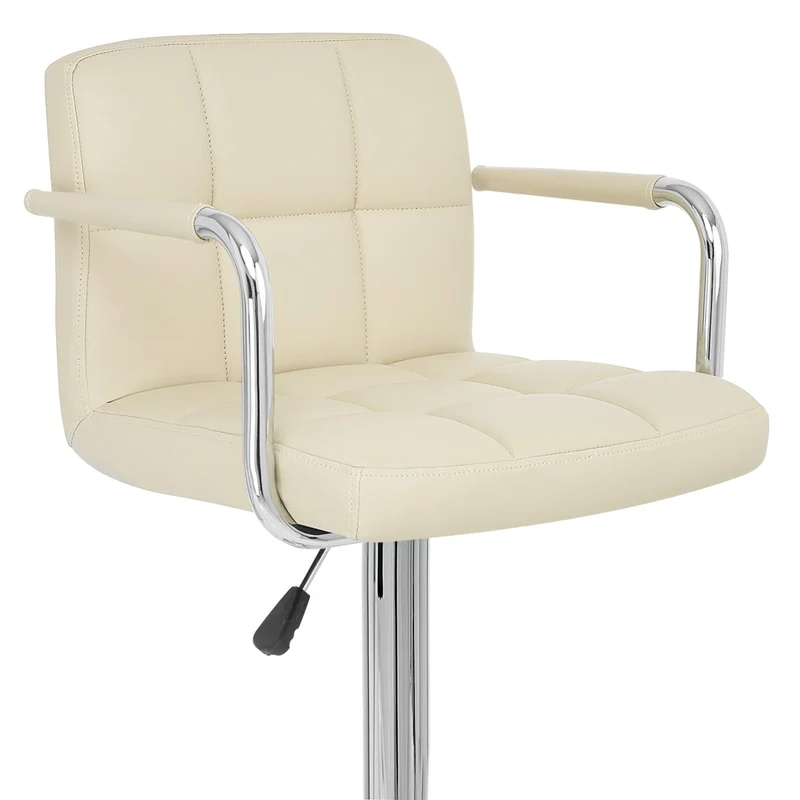 Chaise de Bar Faux Cuir Chrome - Maze Crème