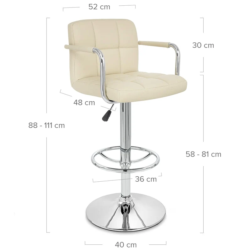 Chaise de Bar Faux Cuir Chrome - Maze Crème