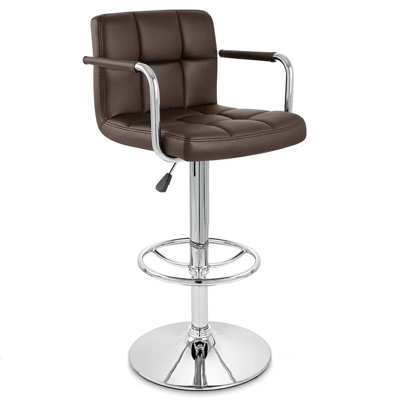 Chaise de Bar Faux Cuir Chrome - Maze Marron