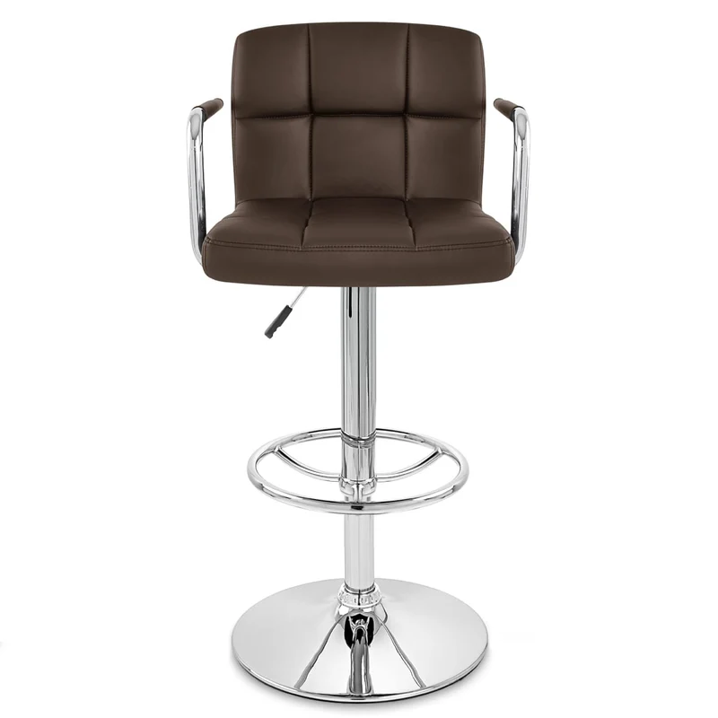 Chaise de Bar Faux Cuir Chrome - Maze Marron