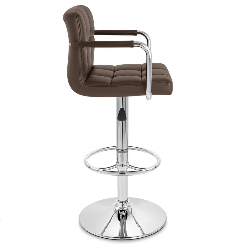 Chaise de Bar Faux Cuir Chrome - Maze Marron