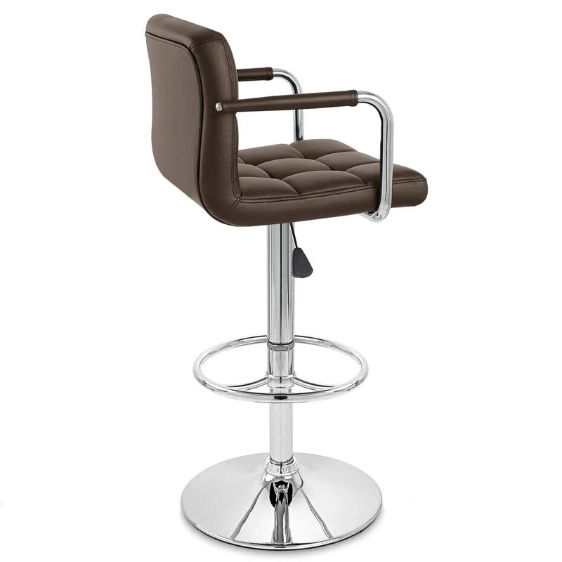 Chaise de Bar Faux Cuir Chrome - Maze Marron
