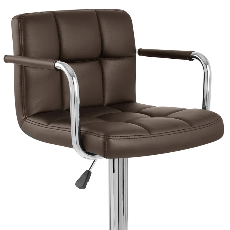 Chaise de Bar Faux Cuir Chrome - Maze Marron