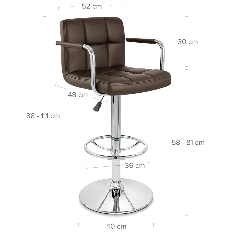 Chaise de Bar Faux Cuir Chrome - Maze Marron