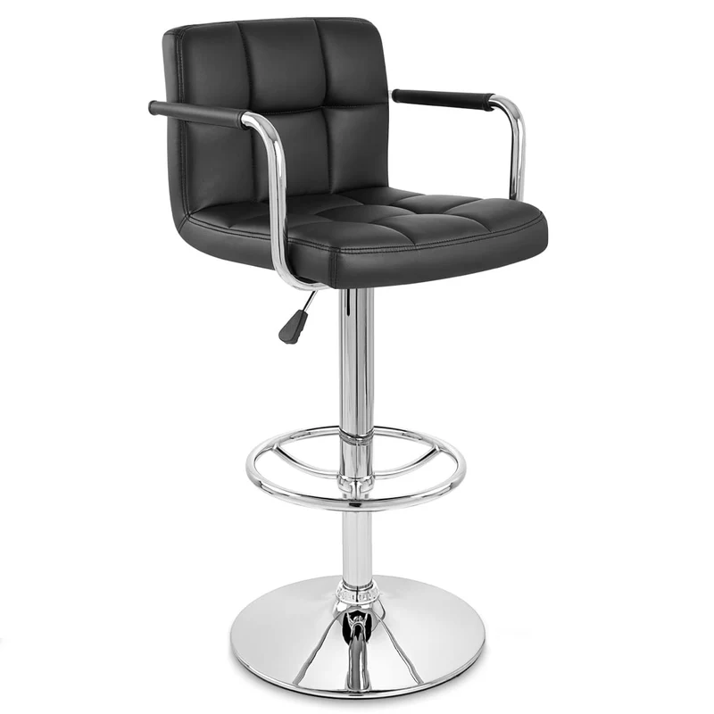 Chaise de Bar Faux Cuir Chrome - Maze Noir